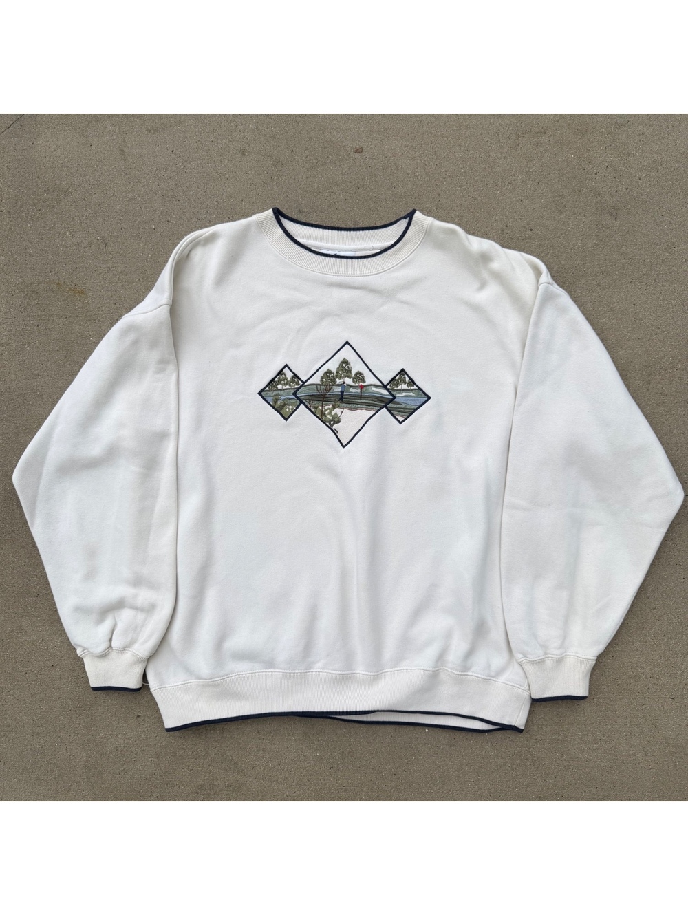 McSport White Embroidered Golf Graphic Crewneck Sweatshirt Mens XL